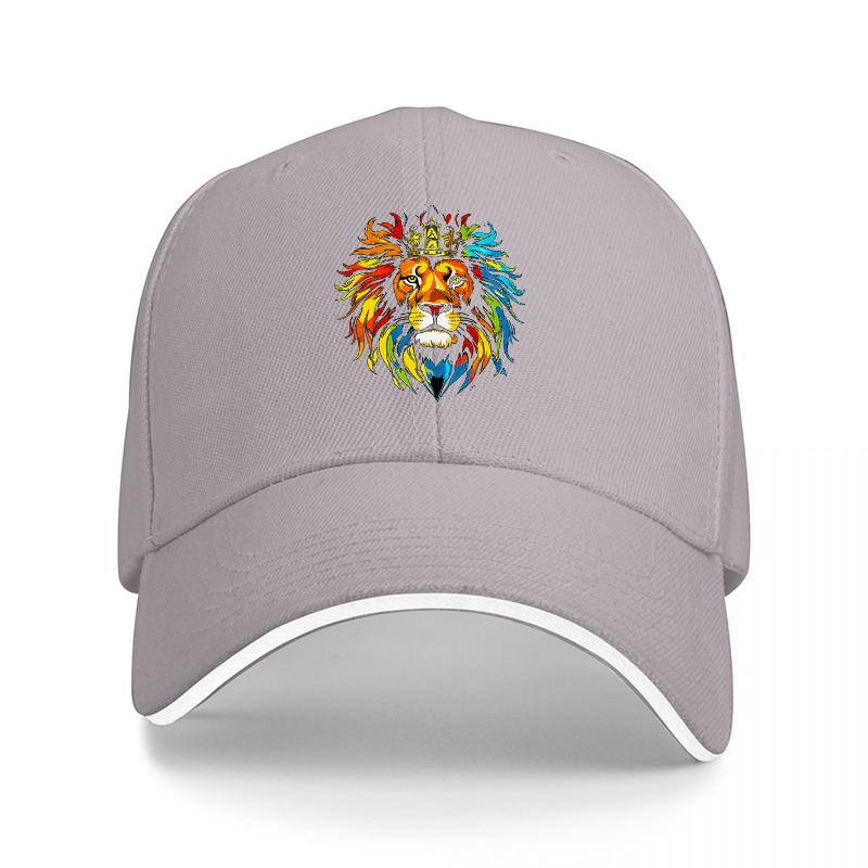 Rainbow Lion King Crown Baseball Cap Colorful Animal Design Black Adjustable Hat Streetwear Fashion StateUnisext Accessory