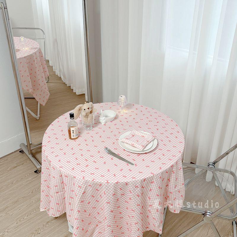 

Pink Gingham Bows Ins Korean Cute Girlish Fresh Cotton Tablecloth Rectangular Pure Cotton Fabric Pink Gingham Bows tablecloth 65 * 65cm