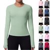 Women's Fashionable Color Slim Fit Long Sleeved Breathable Yoga Suit T-shirt Running Training Fitness Top