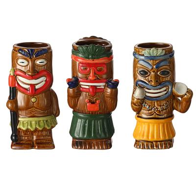 1 STÜCK Tiki-Becher Keramik Hawaiian Tiki Trinkgeschirr, süße exotische Cocktailgläser, Tiki Bar