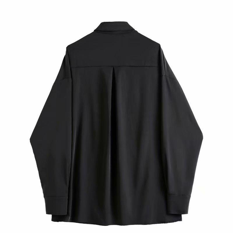 Men's Hong Kong Retro Asymmetrical Long-Sleeve Chain Hip-Hop Shirt