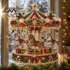 Parent Child Interactive Crafts Christmas Faux Diamond Art Ornament, DIY Santa Claus Sun Catcher Kit, Rhinestone Sets Xmas Wreath Hanging Ornament