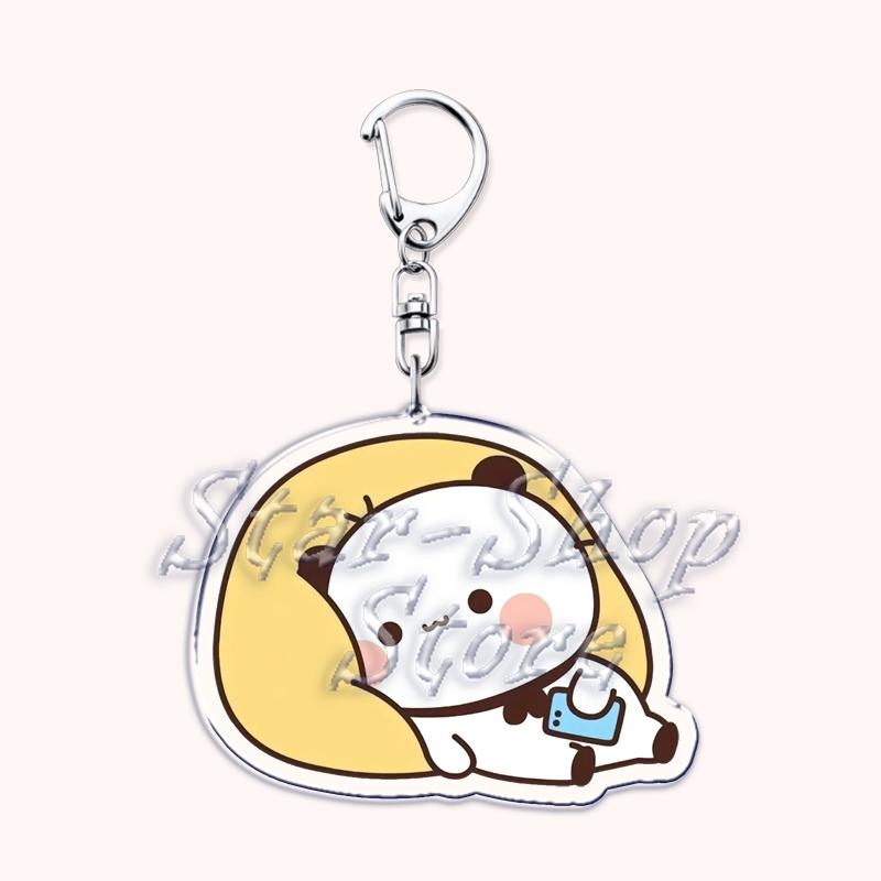 Cute Bubu Love Dudu Yier Keychains Couple Bear Panda Keyrings for Accessories Bag Pendant Key Chain Jewelry Fans Lovers Gifts