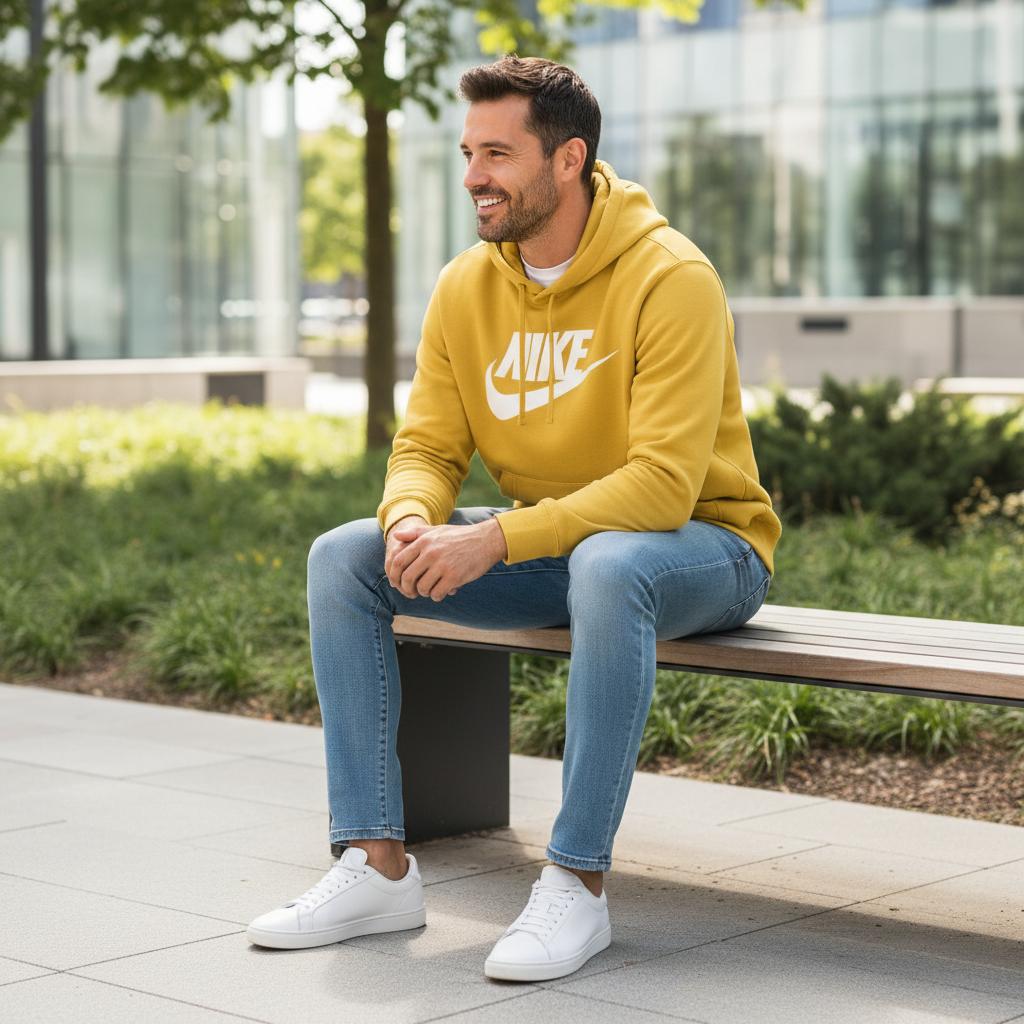 Nike Club Fleece Print Hoodie Pullover Men Hoodie Sunset-Yellow BV2974-761