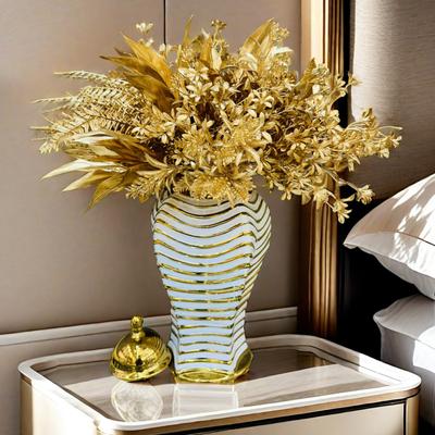 Home Decor Platinum Ginger Jar Vase Nordic Living Room Home Decoration Bedroom Living Room Ginger Jar Decoration Jar Flower Pot