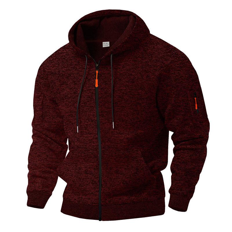 Felpa con cappuccio vintage da uomo in pile con tasche con cerniera per abbigliamento invernale casual