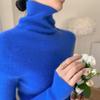 Light Luxury Blue Neck Sweater for Women, Paired with Autumn and Winter Long Sleeved Pullover, Tight Knit Women's Base Sweater