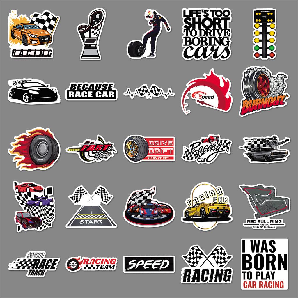 50 Racing Graffiti Cool Trend Creative Decorative Water Cup Skateboard Stickers