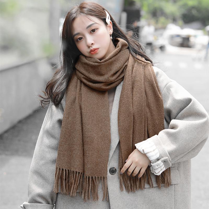 White Cashmere Scarf: Thickened, Solid Color, Versatile for Women & Men, Perfect for Autumn & Winter
