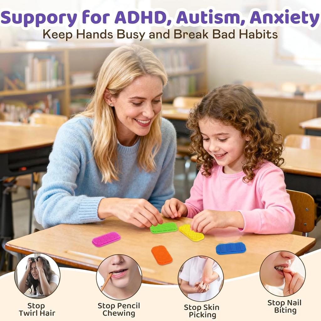 Bristle Tactile Sensory Calm Strips | Soft, Gentle & Rich Texture| 8PC | Suction Cup Toys for Kids | Autism, ADHD Anxiety Relief | Quiet Fidget Toys