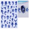 Ocean Theme Nail Art Stickers Summer Blue Whale Jellyfish Coral Starfish Manicure Decoration Decals DIY Home Nail Salon Accessories