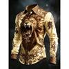 New Purple Bottom Golden Dragon Pattern Printed Men's Long Sleeve Shirt Light Luxury Slimming Business Casual Shirt