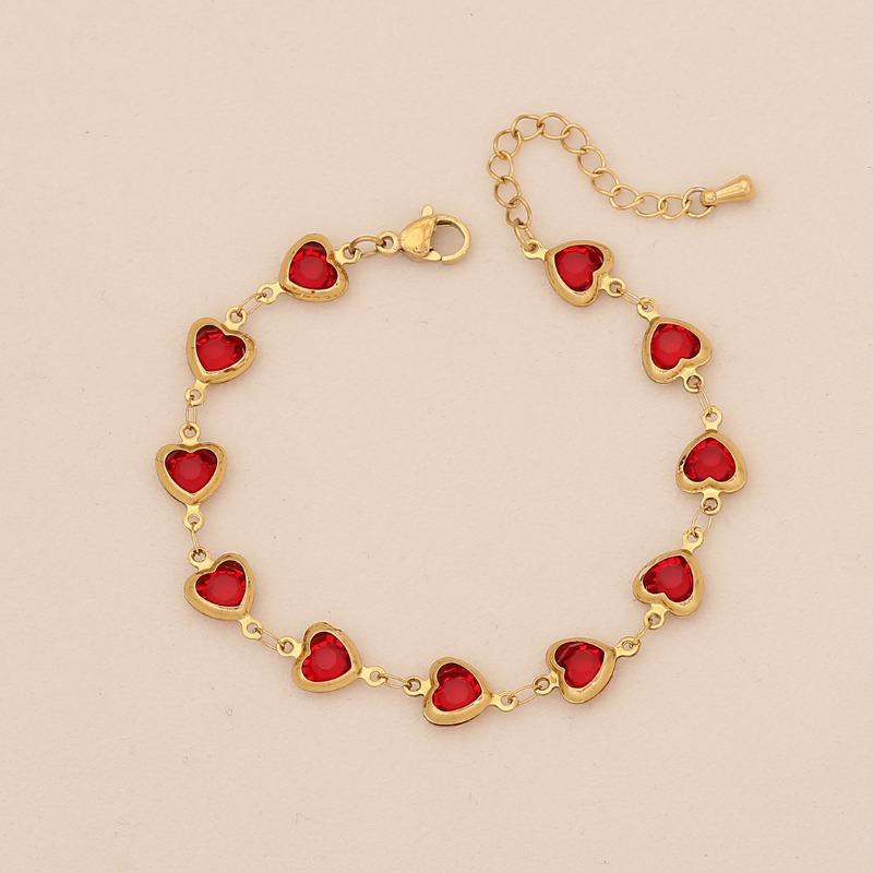 Gold Tone Multicolor Heart Crystal Bracelet Set – Dainty Colorful Romantic Jewelry for Women, Sweet Gift