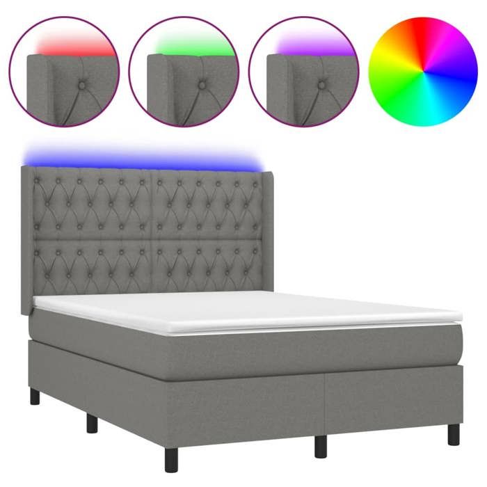 VidaXL Sommier à Lattes de Lit avec Matelas et LED, Lit Rembourré, Lit Double, Lit Adulte de Chambre à Coucher Intérieur, 3138558
