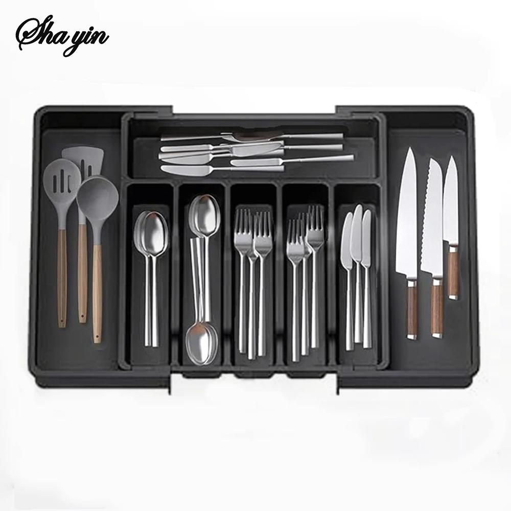 Household Expandable Cutlery Storage Box, Classified Storage Chopsticks, Spoons, Kitchen Drawers, Organized Storage