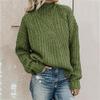 European & American Women's High Neck Cable Knit Sweater Pullover