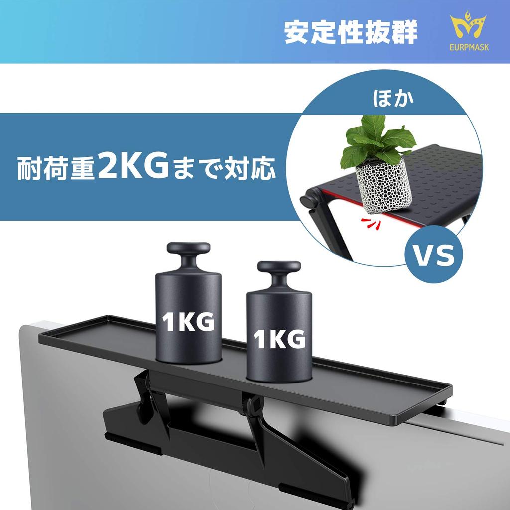 EURPMASK Display Board [34cm Wide X 8.4cm Deep, 2kg Weight Capacity] [Set of 2] Monitor Board, Screen Shelf, Office Storage, Monitor Shelf, Office