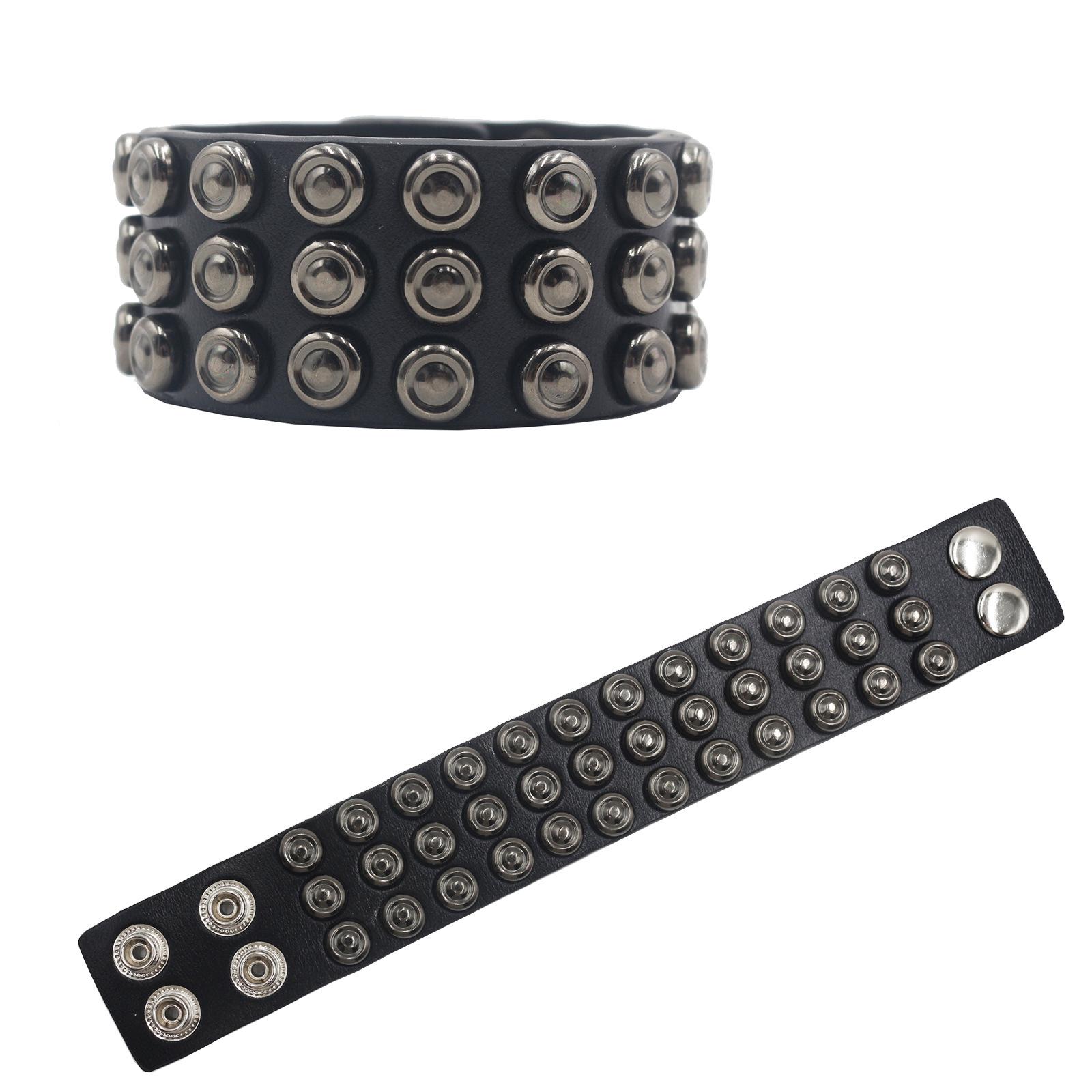 Европейский и американский панк-браслет из кожи с заклепками - Уникальное украшение для запястья в стиле стрит-дэнс чёрный
