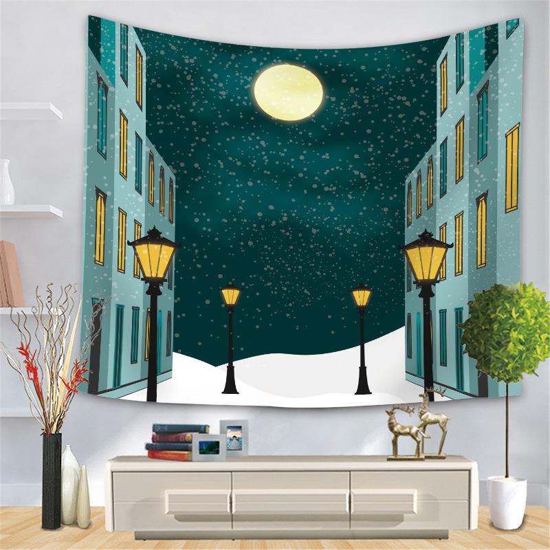 Weihnachtsserie Wandteppich Digital bedrucktes Hängetuch Schneemann Elch Wandteppich