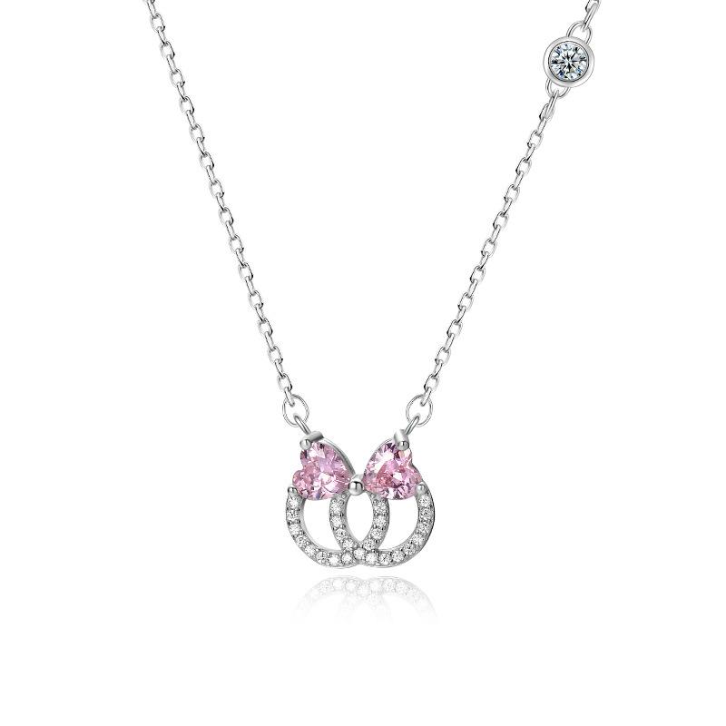 

Кольцо с бриллиантами, инкрустированное Любовью, розовое ожерелье-бантик, темперамент, милая девичья цепочка на ключицу