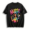 Fun Rainbow Style Nurse Themed Graphic Casual T-Shirt Pure Cotton T-shirt