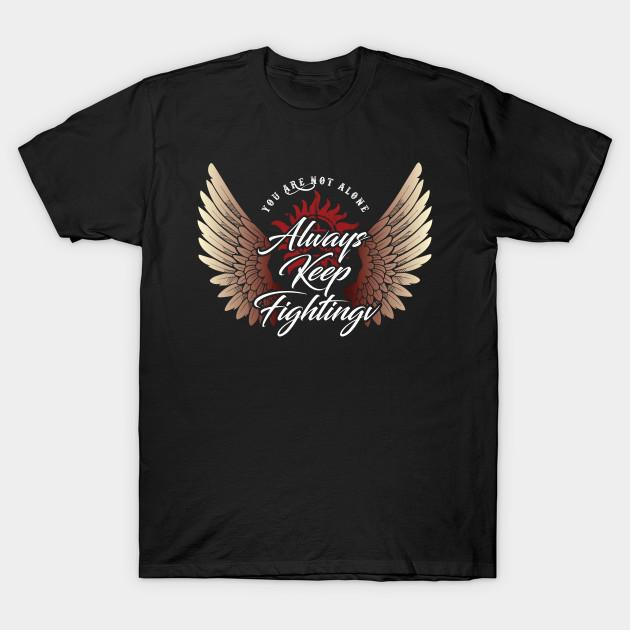 Men Black Print T-shirt Always Keep Fighting - Angelic No-Cut Transfer Paper Print Cotton Tshirt 3XL чёрный