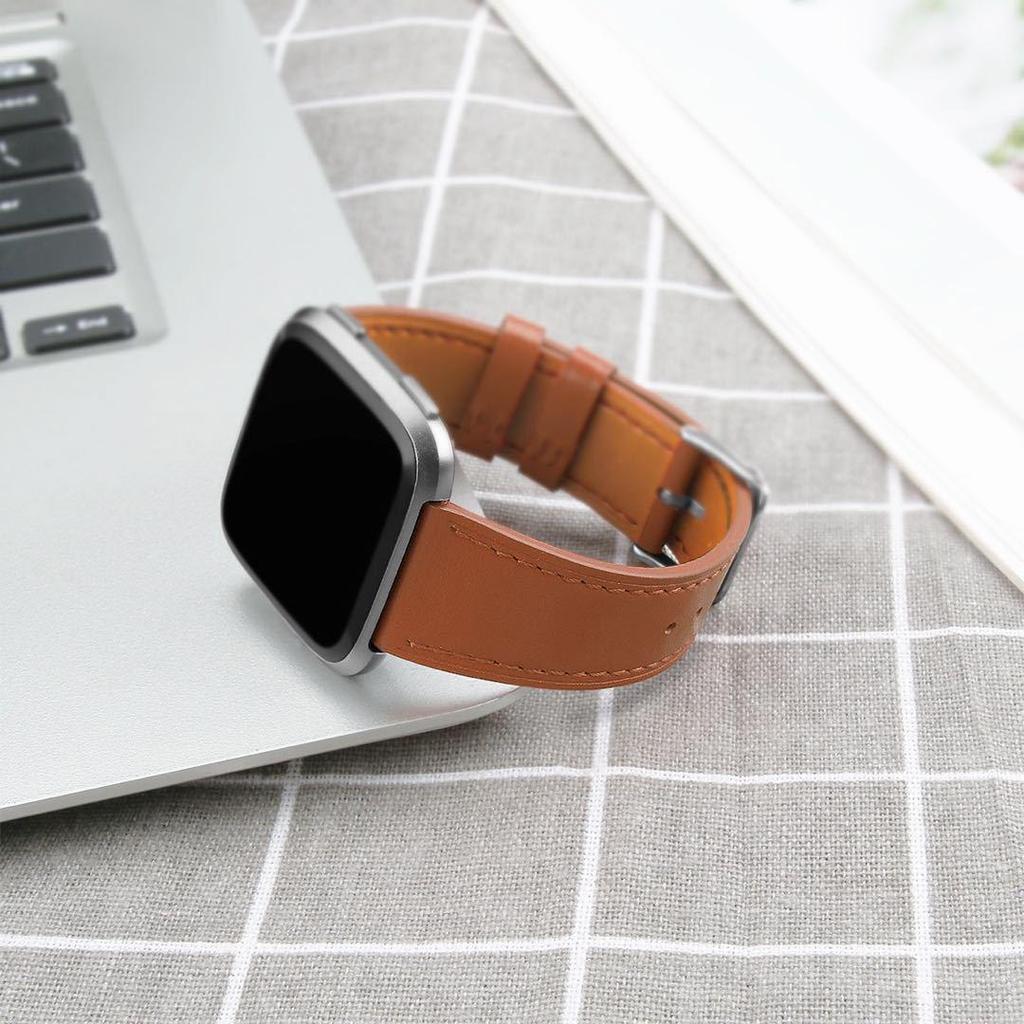 Fitbit Versa 2/Versa/Lite Leather Strap - Round Tail Cowhide Printed Wristband