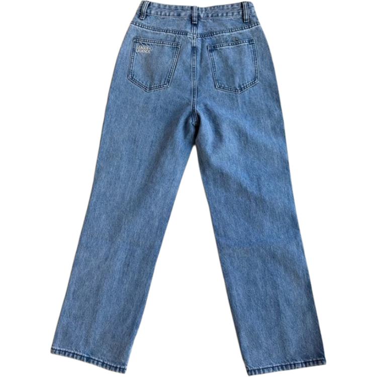 Li Ning Solid Color Comfortable Versatile Casual Jeans Unisex jeans Blue AJQT390-1