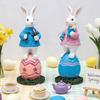 Cartoon Easter Bunny Figurine Handmade Standing Bunny Egg Statue Lovely Sculpture Resin Rabbit Sculpture Easter Party