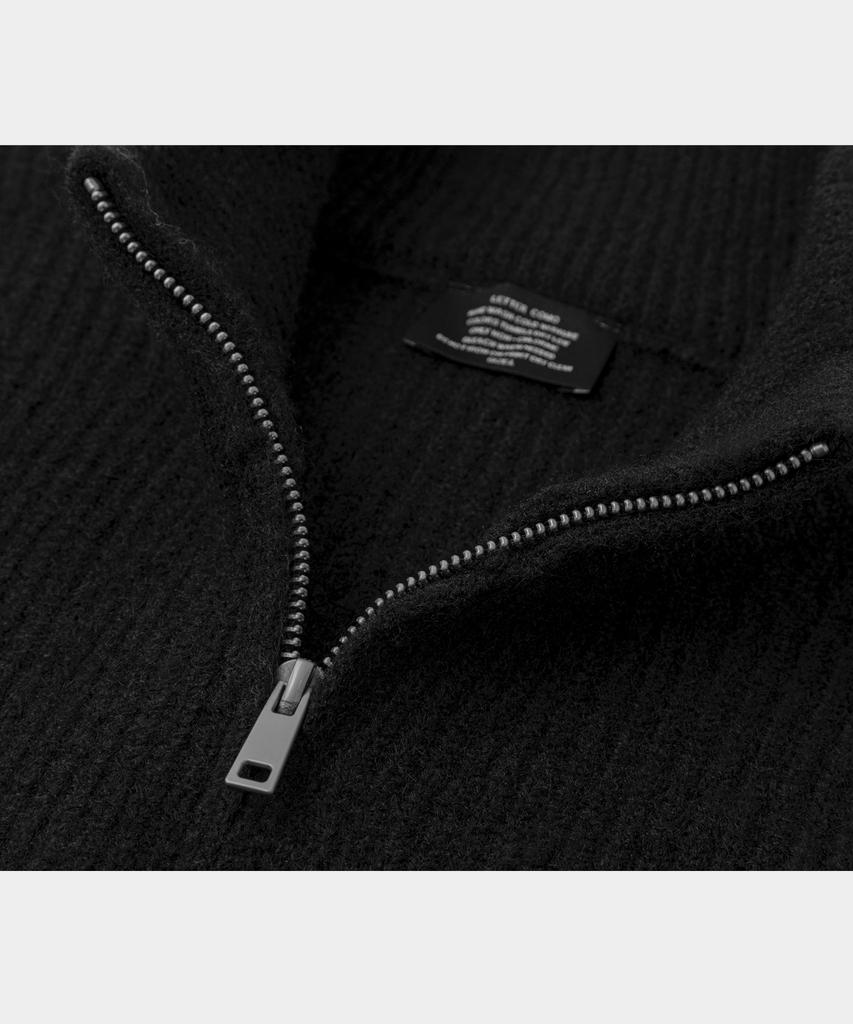 LETTERCOMO High-Neck Kato Wool Knit Zip-Up Black