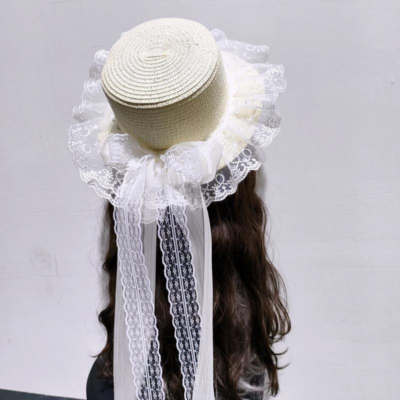 [Store Hot Sale] Super Bow Mori Sun Hat Pastoral Sweet Lolita Hat Lace Sunscreen Gone