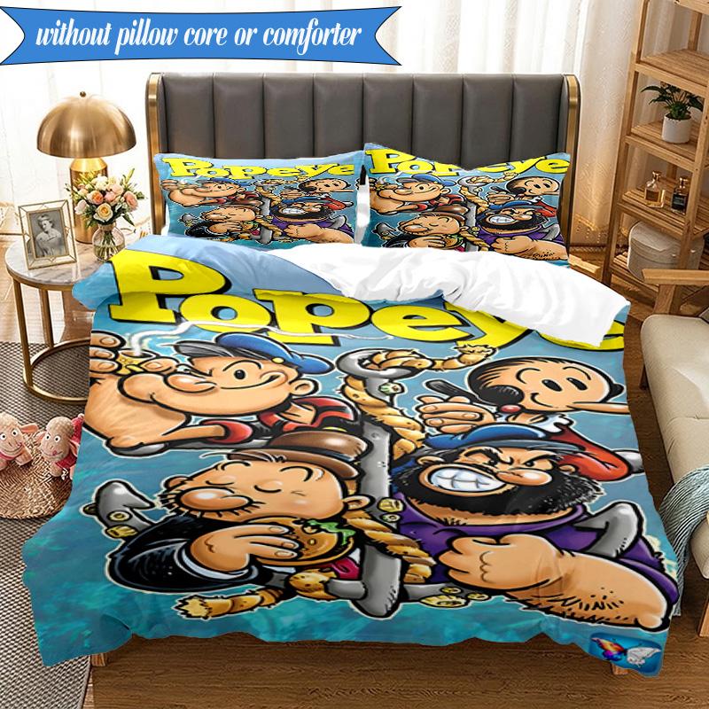 Set Biancheria da Letto con Popeye che Mostra la sua Forza, Include 1 Copripiumino e 2 Federe, Perfetto per Camera da Letto, Dormitorio, Regalo di Natale per Fan