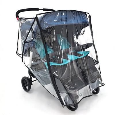 Universal Twin Baby Strollers Rain Cover Protector Windproof Design Raincoat Feature Easy Foldable For Travel Daily