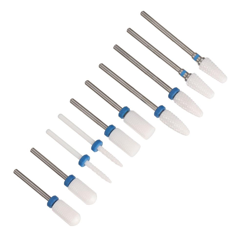 10pcs Ceramic Ceramic Nail Drill Bit Set  Nail Surface Polishing And Shaping