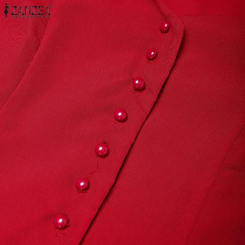 ZANZEA Damska codzienna elegancka bluzka z dekoltem w serce i rękawem 3/4