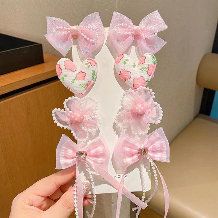 

Детский набор заколок-бантов для волос - Красочные заколки-сердечки для девочек