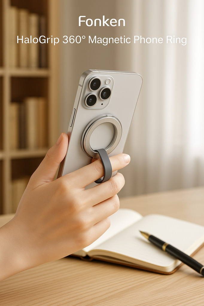 FONKEN Magnetischer Handy-Griffhalter, 360° drehbar, Magsafe-Handy-Ringhalter mit Silikon-Fingerschlaufe für iPhone M 15, 14, 13, 12