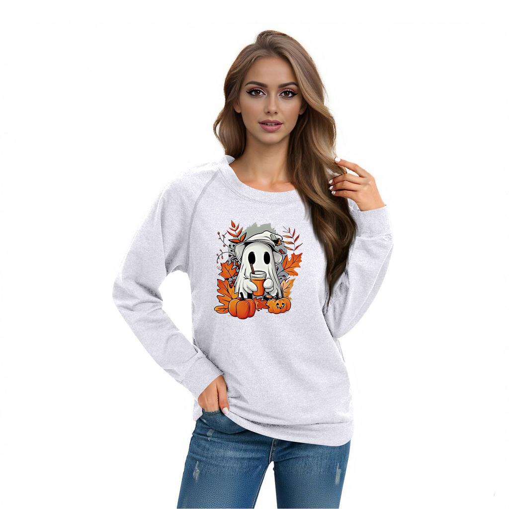 Women's Casual  Raglan O-neck Long Sleeve Halloween Print Top