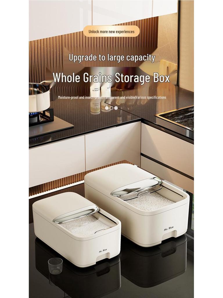 Large Capacity Food-Grade Rice Container with Push-Pull Lid - Insect & Moisture Proof