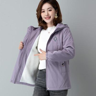 2025 New Plus Size Mid-Length Autumn Winter Velvet Coat for Middle-Aged & Elderly Women - Fashionable Casual Cotton-Padded Jacket