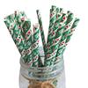 25-100Pcs Christmas Kraft Paper Straw Colorful Print Disposable Paper Drinking Straws Xmas New Year Party Home Decor Supplies