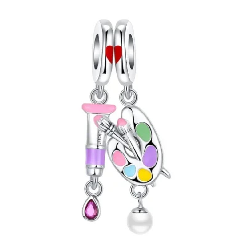 925 Silver Jellyfish Pendant Bead Sparkling Purple Charm for DIY Bracelet Jewelry Accessories Birthday Gift