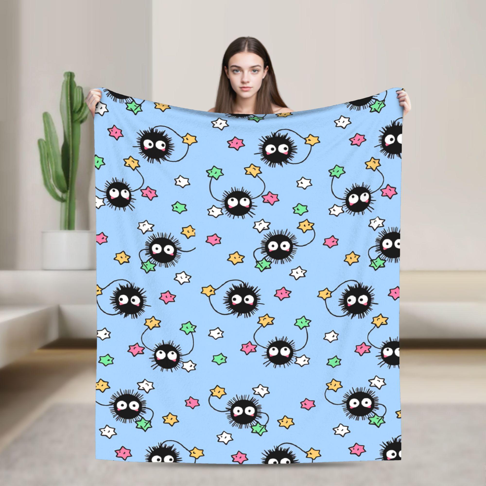 

Susuwatari Soot Sprites Blanket Warm Soft Street Trend Plush Throw Blanket Couch Chair Sofa Bed Flannel Bedspread Bed Cover 75x90cm