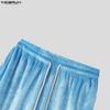 INCERUN Men Casual Elastic Waist Autumn Winter Velvet Long Pants Trousers