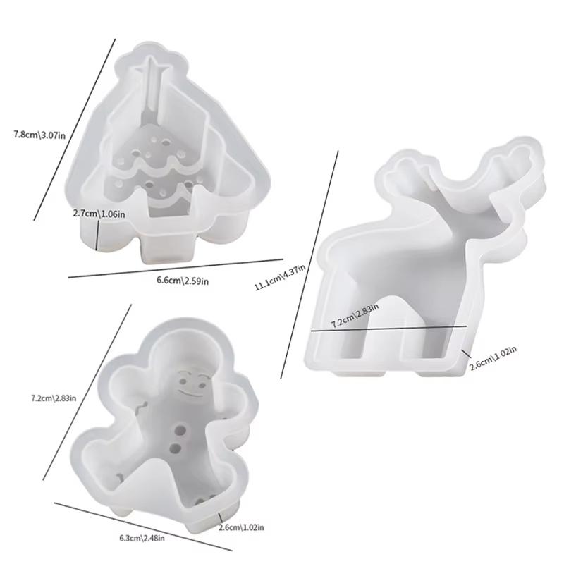 Christmas Series Silicone Candle Mold DIY Kit for Handmade Candles, Soap, Plaster, Resin, and Baking; Ideal Holiday Gifts