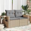 Vidaxl Gartensofa mit Kissen, 2-Sitzer, Beige, Polyrattan