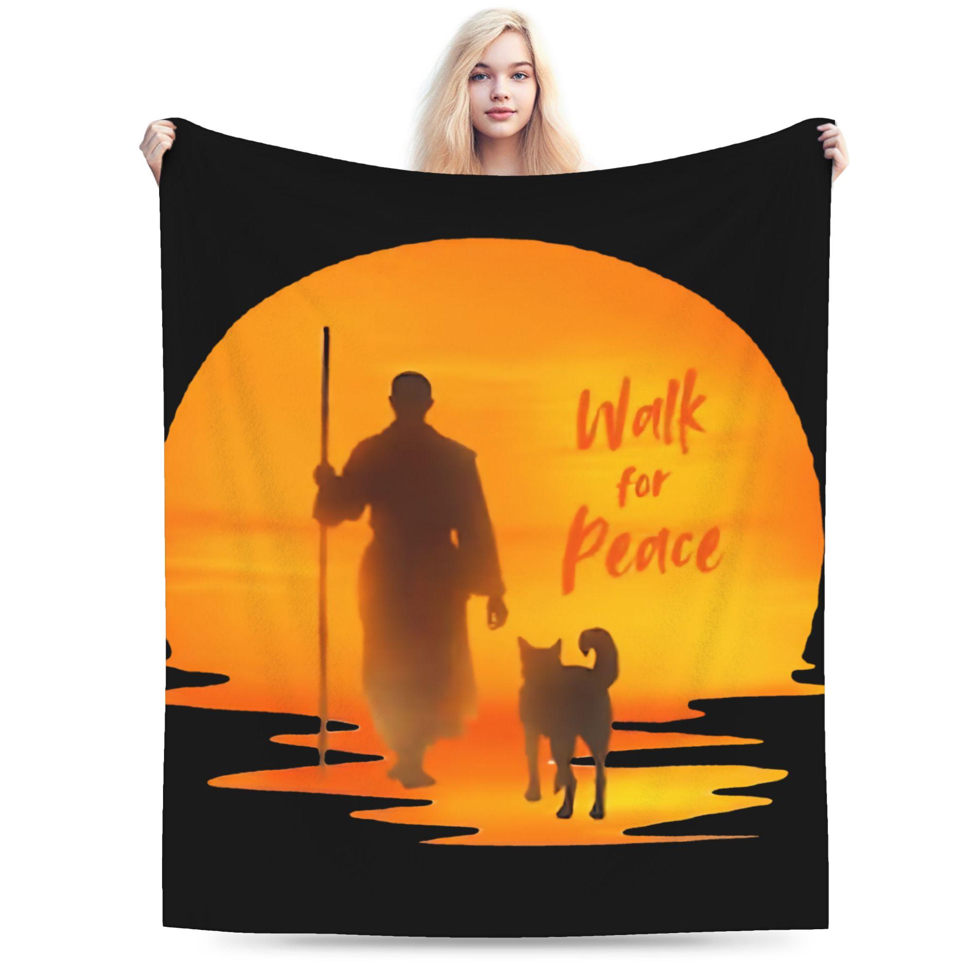 

Walk Peace 2026 World Peace Monks Aloka Dog Throw Blanket for Couch Fuzzy Plush Blanket 50x60 Inches Bedspreads for All Seasons 75x90cm