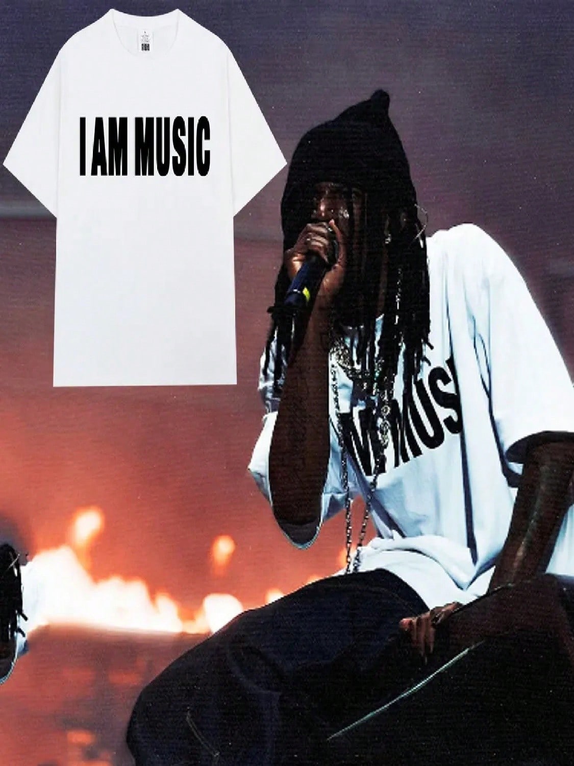 Rapper Same Style I AM MUSIC Print T-Shirt Men Women Fashion Hip Hop Opium T Shirts Cotton Oversized T Shirt Tops S