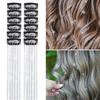 12 Stück Clip-in Metallic Extensions Tiefes Lila Glitzer Leicht 20 Zoll Lang Perücke Einfach Anzubringen Haarverlängerungen