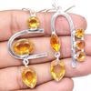 Citrine Quartz Gemstone Handmade Gift For Her Silver Jewelry Earrings 2.5"